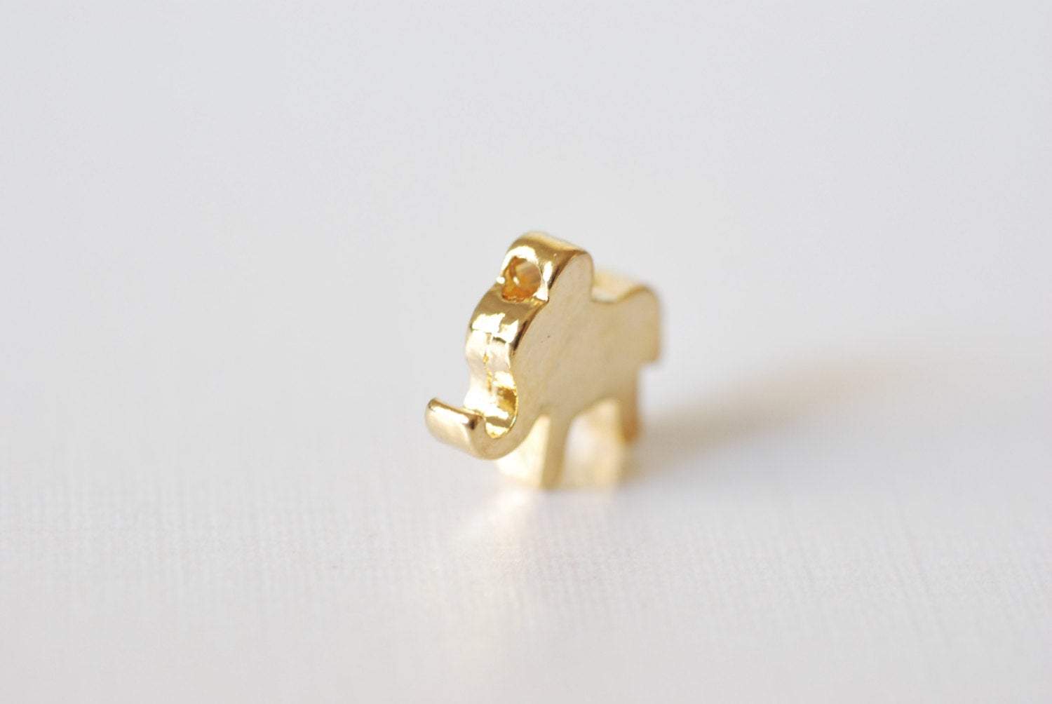 Vermeil Shiny Gold Elephant Charm- 18k gold plated over sterling silver, Elephant Pendant Charm, Vermeil Gold Elephant Bead, Beads, 100 - HarperCrown