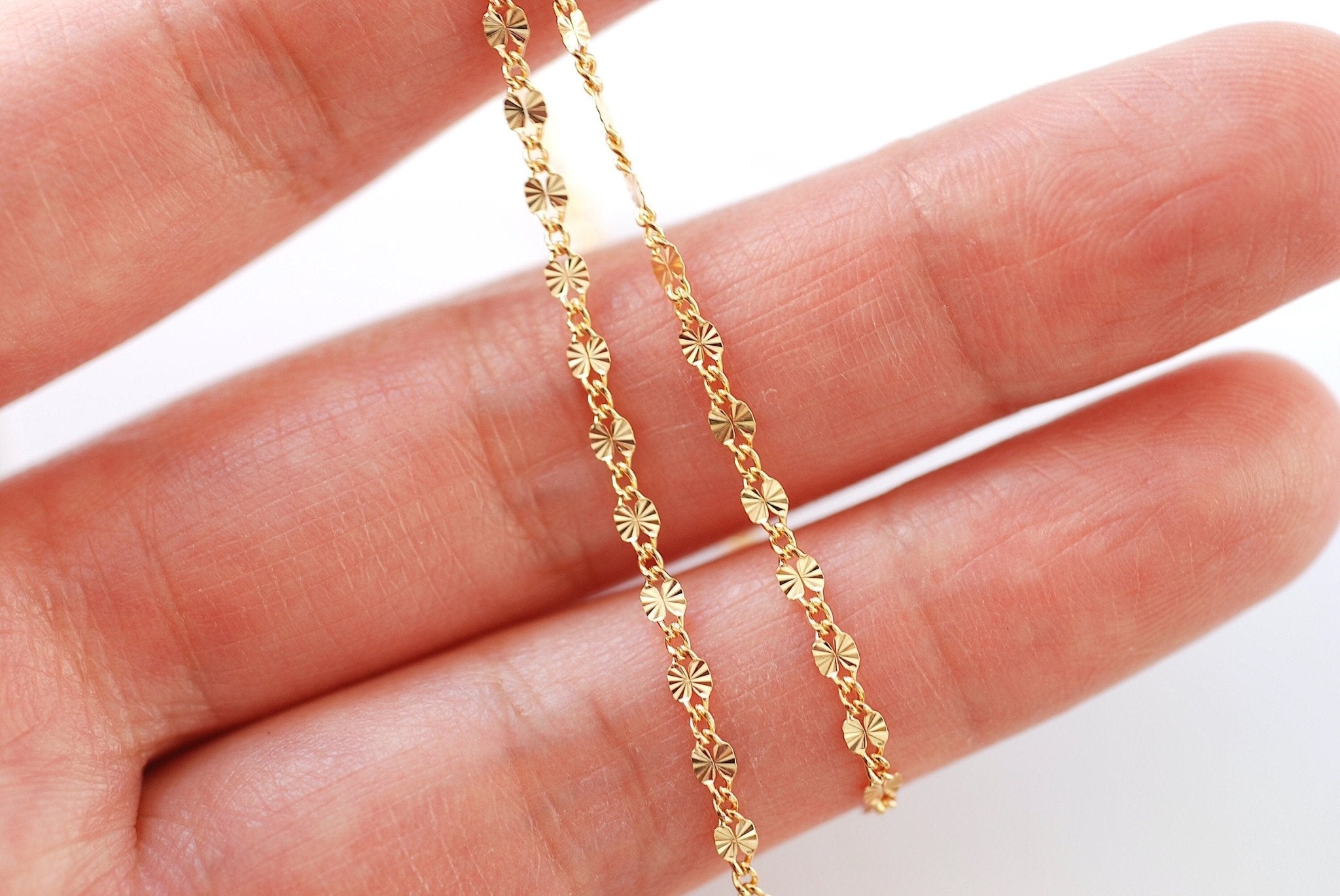 Wholesale 2.5mm Starburst chain l Permanent Jewelry Sparkle Diamond Cut Chain in Gold Filled or Sterling Silver - HarperCrown