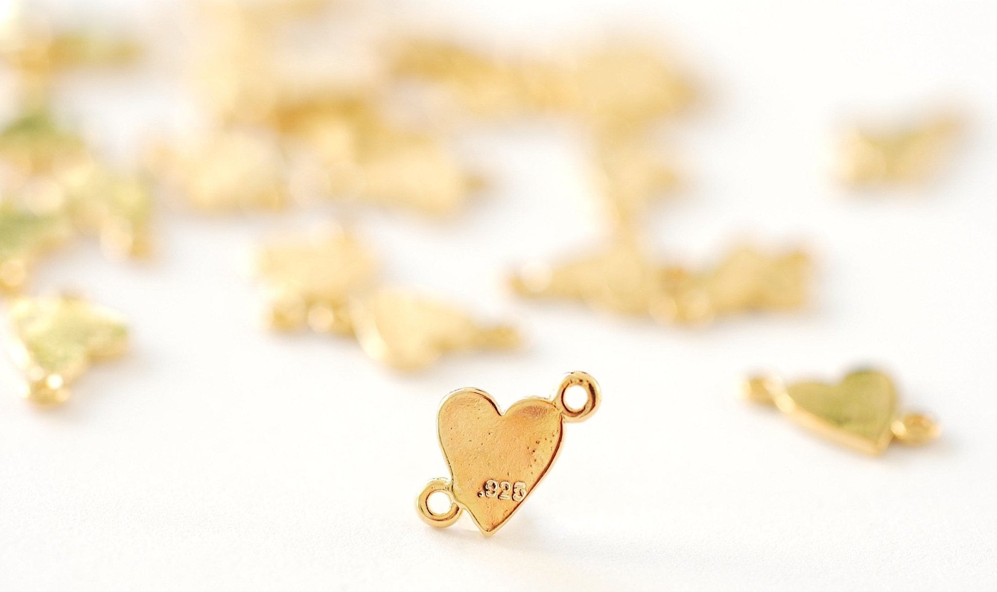 Wholesale Charms 18k Gold Heart Blank Connector l Vermeil Gold 925 Sterling Silver Heart Blank Link Connector Stamping Sideways 590 - HarperCrown