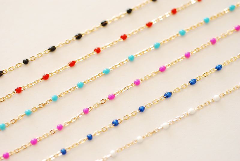 White Enamel Chain Multicolor Bulk Chain for Permanent Jewelry