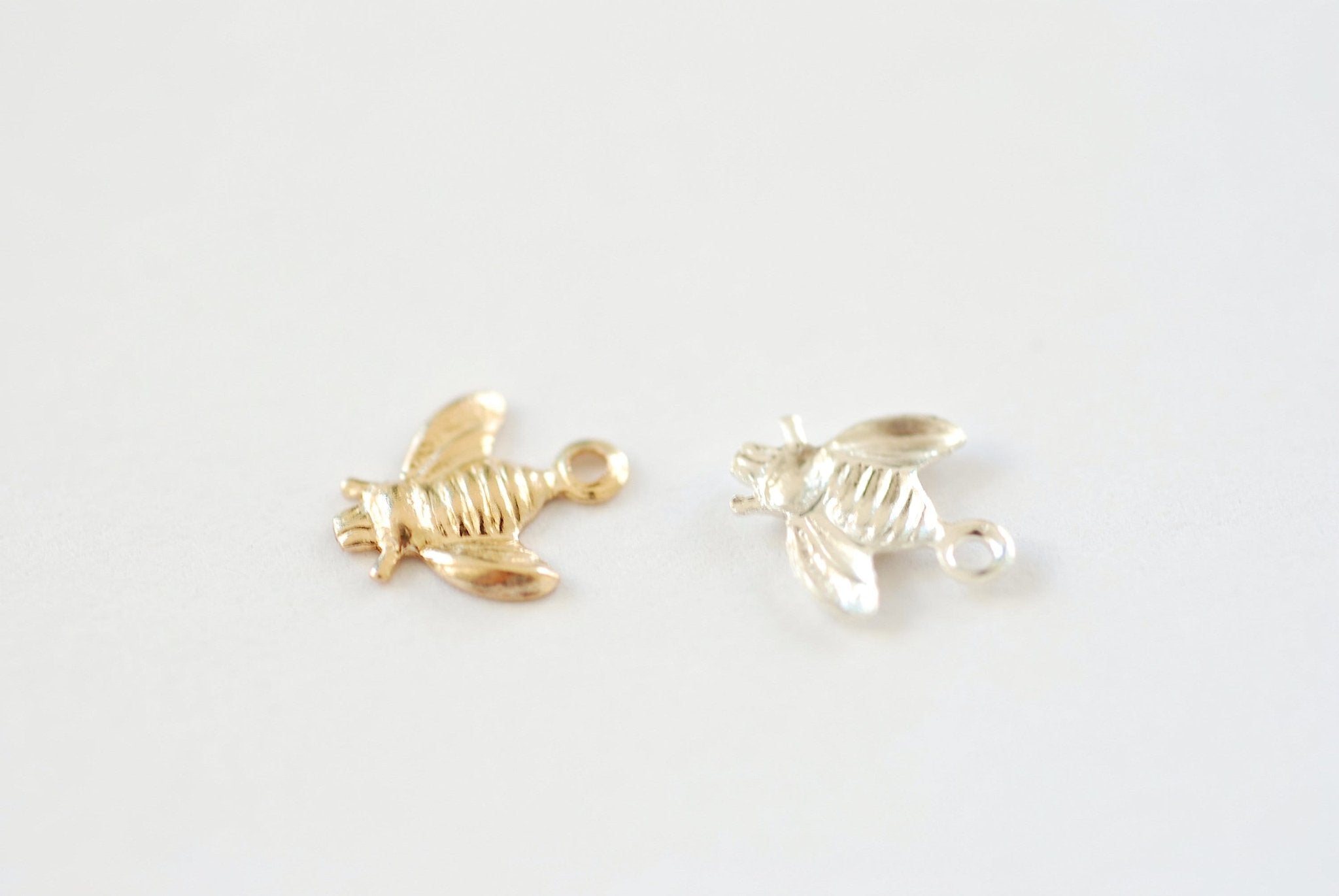 Wholesale Gold Filled Sterling Silver Bee Charm l Permanent Jewelry Bee Insect Drop Charm l Animal Insect Bug Charm - HarperCrown