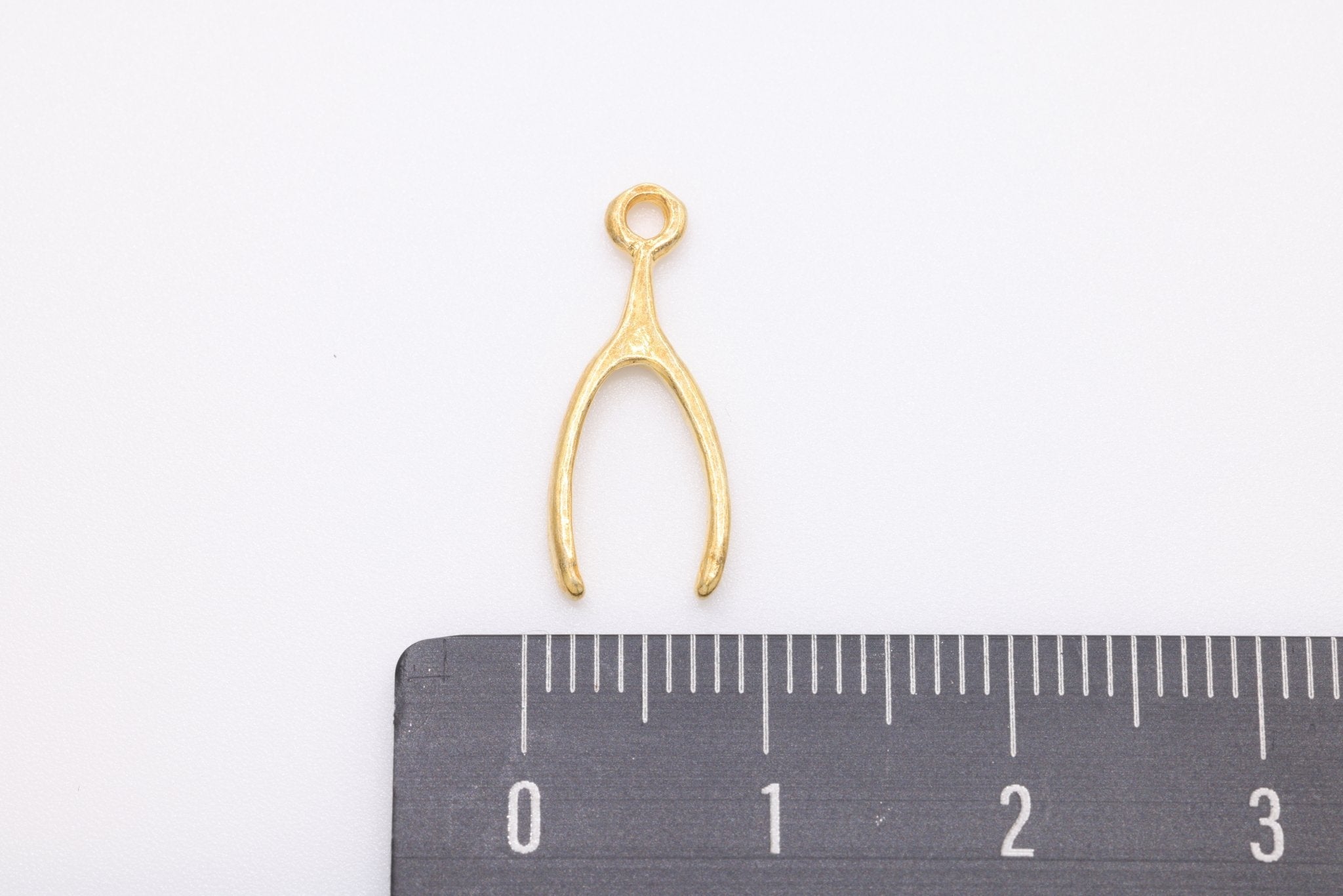 Wishbone Charm Wholesale 14K Gold, 14K Solid Gold, G37 - HarperCrown