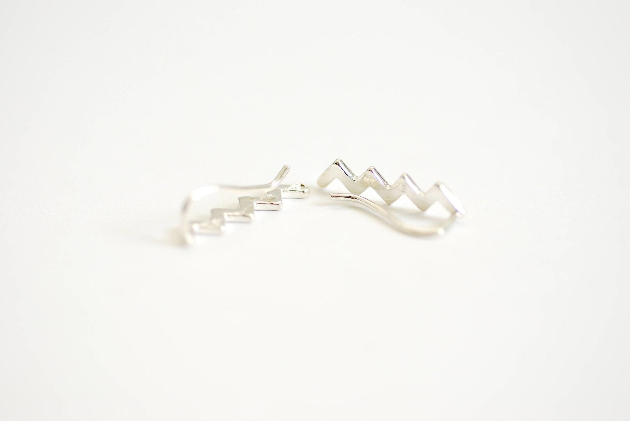 Zig zag Ear Crawlers- Sterling Silver Wave Ear Crawlers Climbers, Chevron Ear Climbers, Snake Ear Climber, Ear Jackets, Geometric earrings - HarperCrown